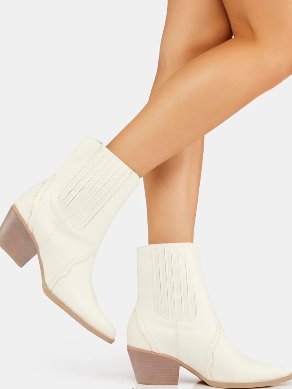 Free People New Frontier Western Chelsea Patent Ivory Leather Boot Size 39.5